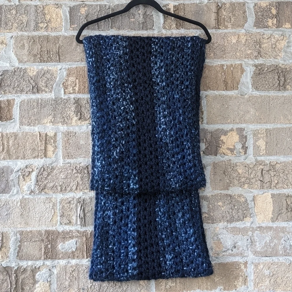 Handmade Chunky Double Knit Oversized Infinity Scarf Wrap Shades of Blue